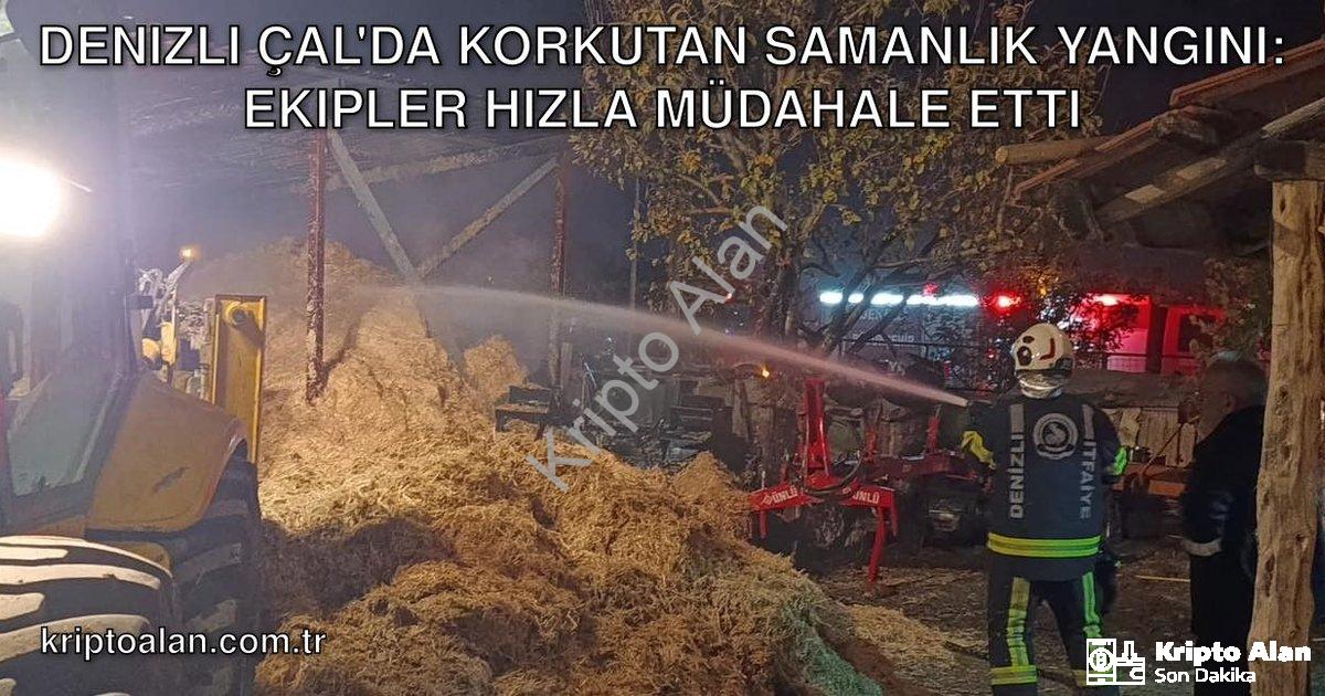 "Denizli Çal'da Korkutan Samanlık Yangını: Ekipler Hızla Müdahale Etti" başlıklı haber için fotoreal