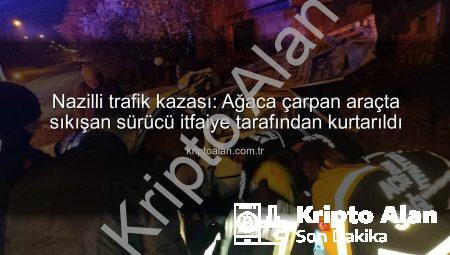 Nazilli trafik kazası: Ağaca çarpan araçta sıkışan sürücü itfaiye tarafından kurtarıldı